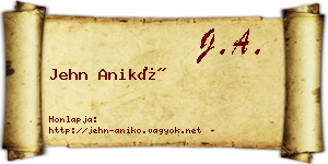 Jehn Anikó névjegykártya